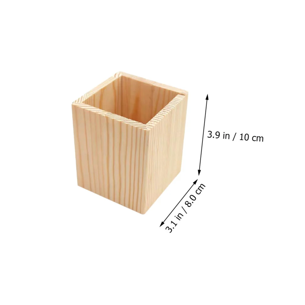 2pcs Wooden Pen Holders Geometric Succulent Pot Container Desktop Brush Holder