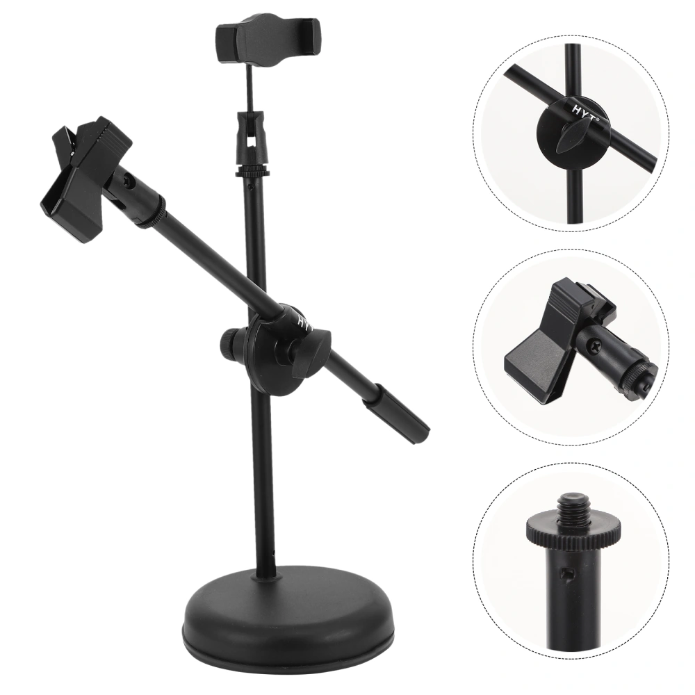 1Pc Phone Holder Microphone Rack Phone Rack Microphone Storage Stand (Black)