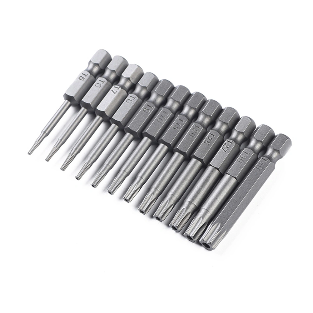 12 Pcs 1/4 Inch Hex T5-T40 Torx Head Screw Driver Bit Magnetic Steel Torx Head Screwdriver Drill Set Bits