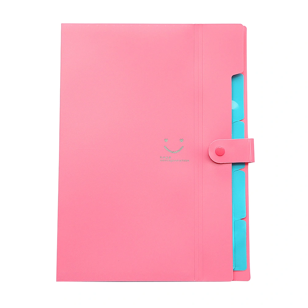 5 Pockets Plastic Expanding File Folders A4 Letter Size Snap Closure Accordion Folder Paper Document Organizer Set (Rose Red)