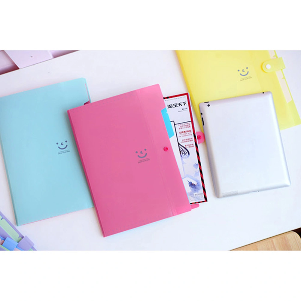 5 Pockets Plastic Expanding File Folders A4 Letter Size Snap Closure Accordion Folder Paper Document Organizer Set (Rose Red)