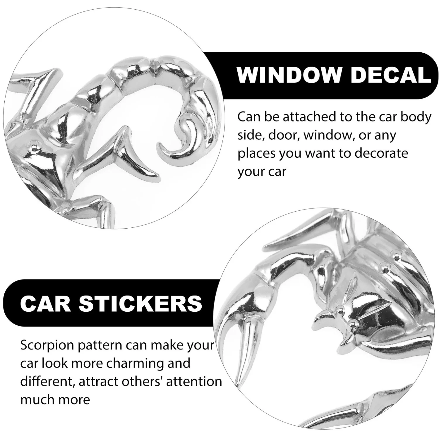 2 Pcs Car Scorpion Stickers Vehicle Door Window Decals Personalized Stickers