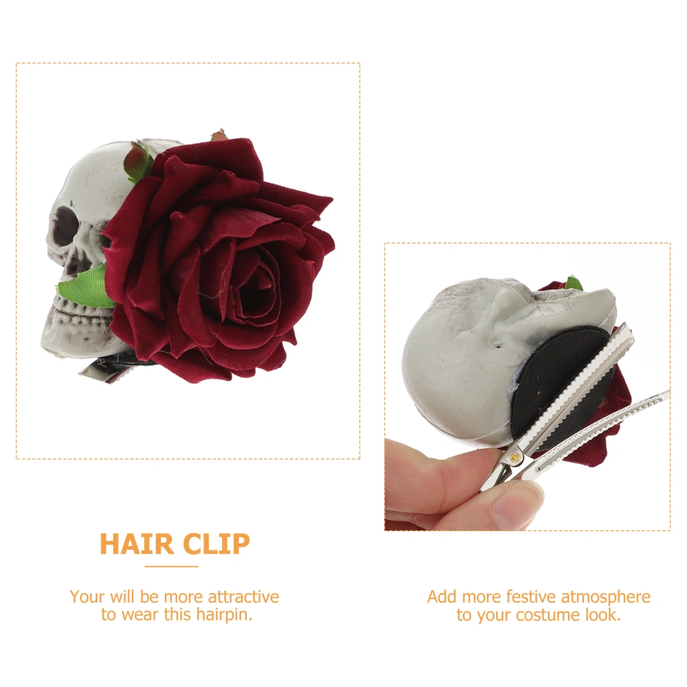 1pc Halloween Prank Skull Rose Hair Pin Hair Clip Headdress Assorted Color