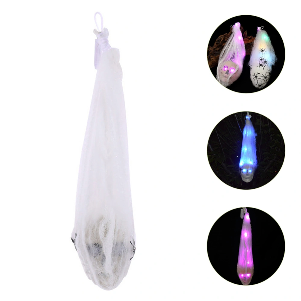 Light Up Spider Egg Sack Halloween Hanging Skull Decoration Haunted House Ornament