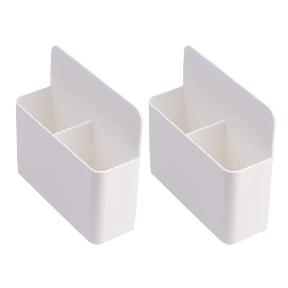 2Pcs Magnetic Storage Box Household Fridge Magnet Storage Box Plastic Pen Storage Container White