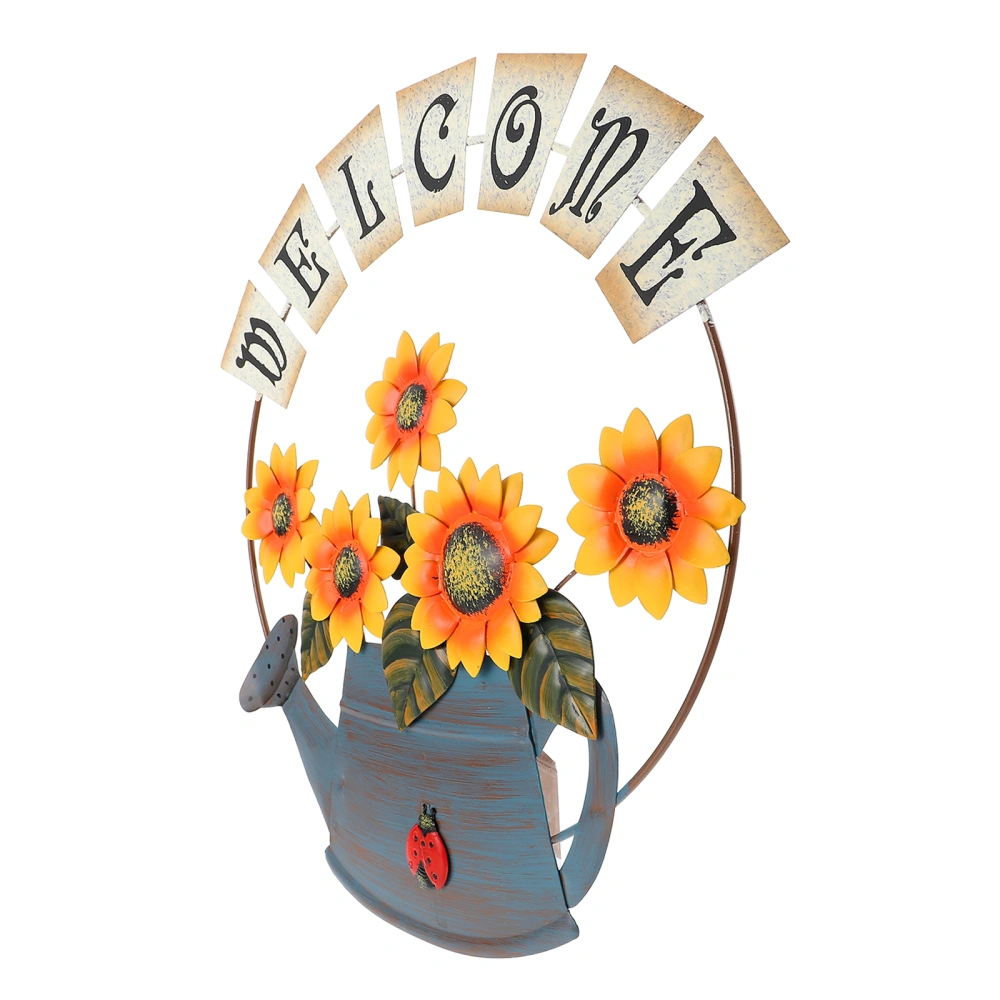 Welcome Wall Pendant Kettle Sunflower Pendant Decorative Door Adornment Wall Hanging Pendant