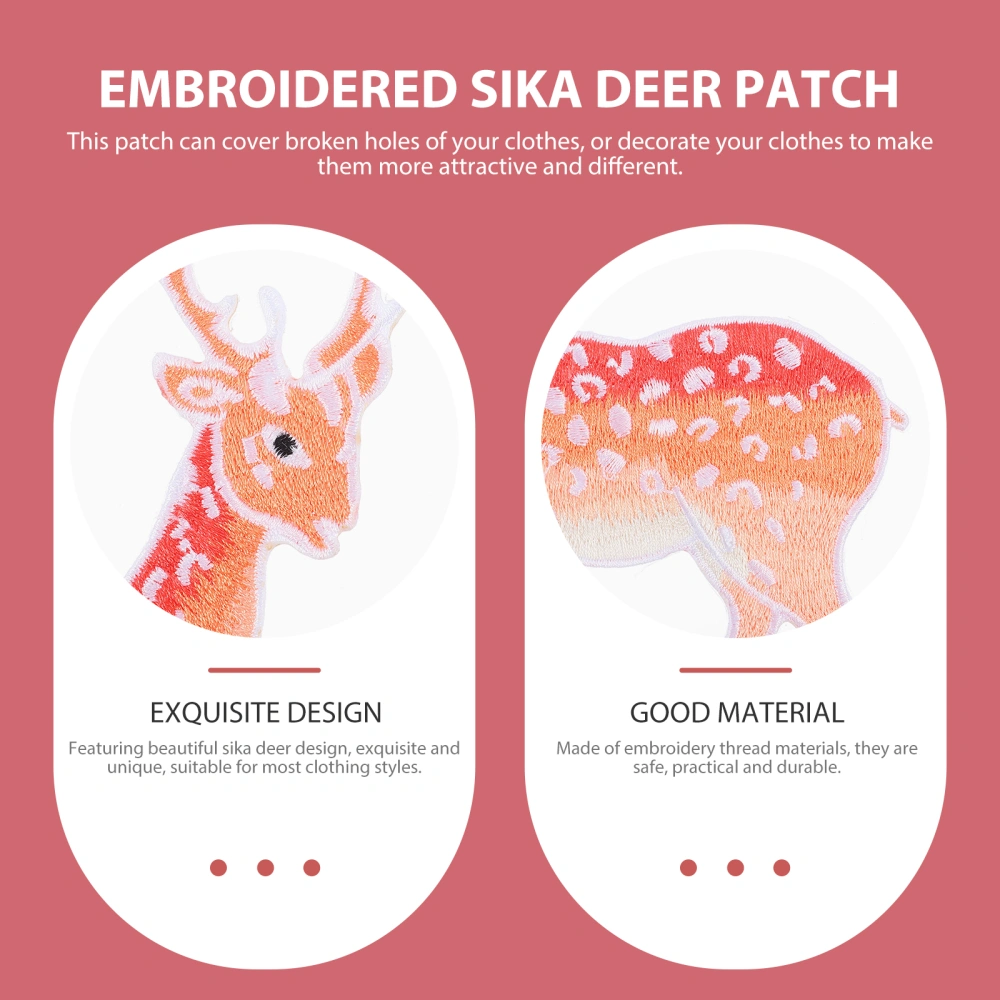 2pcs Embroidery Sika Deer Patches Diy Creative Patches Animal Shape Patches