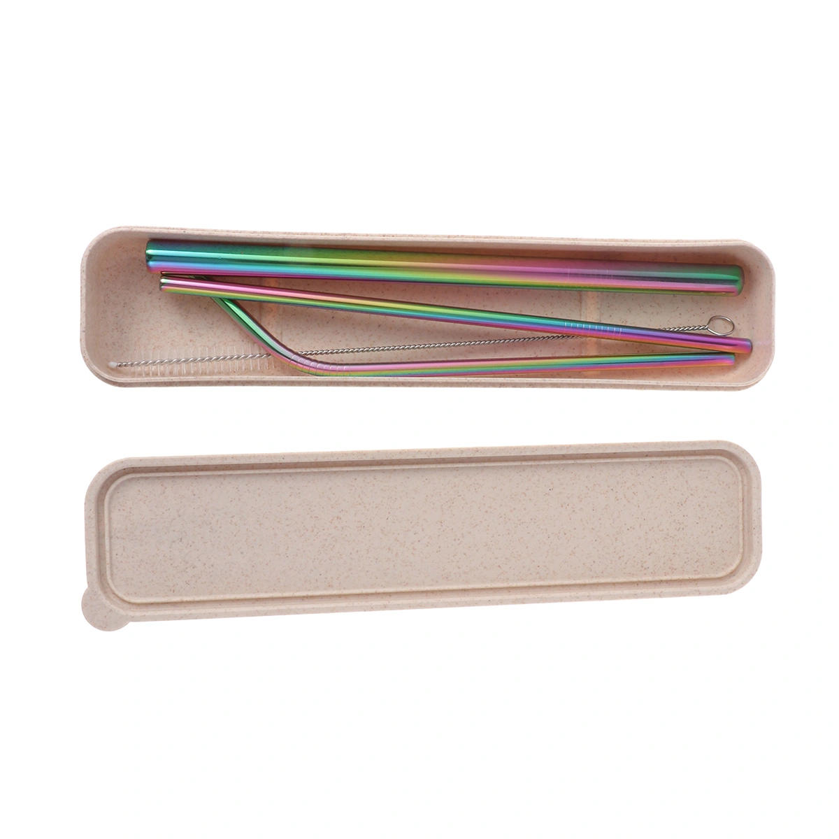 5pcs/Set Stainless Steel Straws Reusable Drinking Straw for Tumblers Cold Beverage (3 Straws+1 Brush+1 Box) (Iridescence)