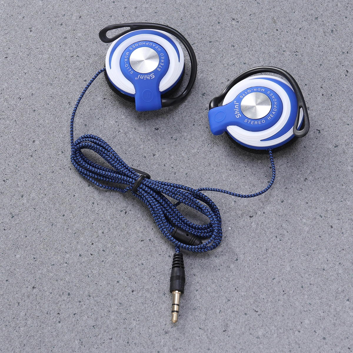 3.5mm Wired Headset Clip On Ear Headphones EarHook Earphone Stereo Headphones For Mp3 Player Computer (Blue)