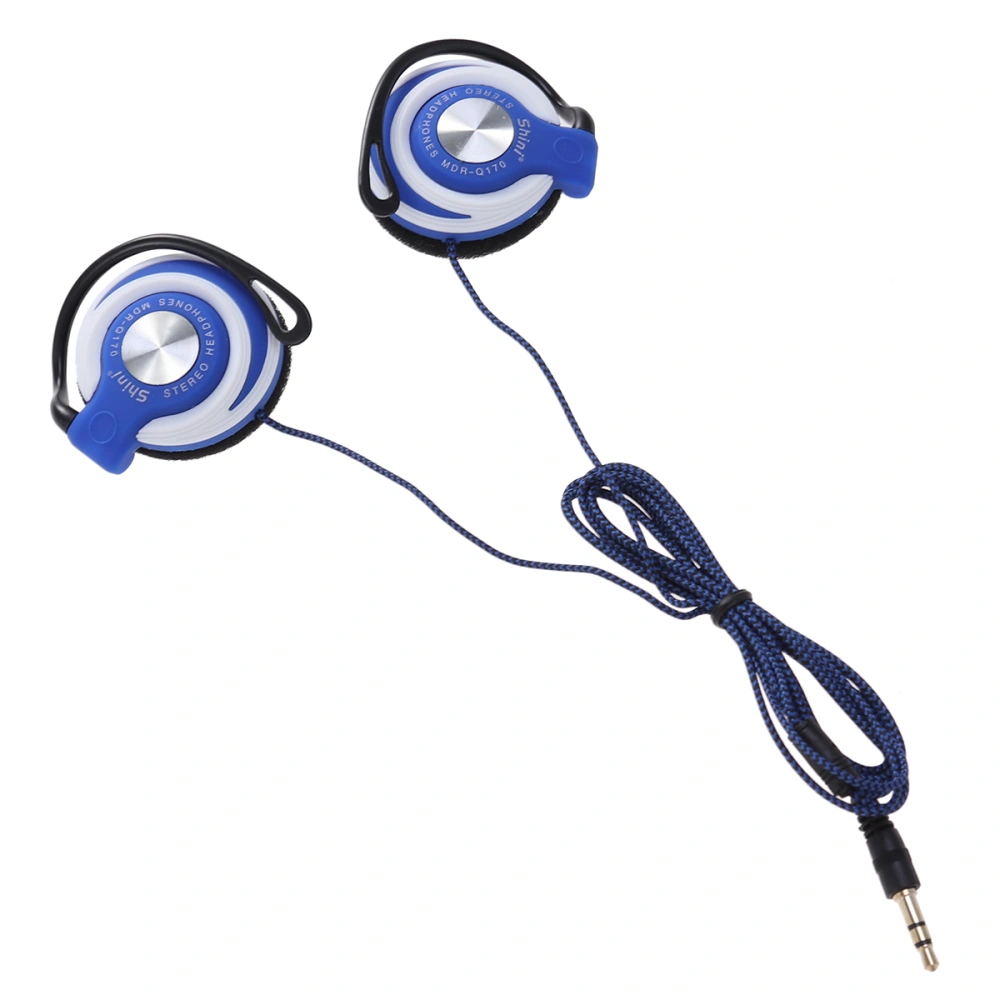 3.5mm Wired Headset Clip On Ear Headphones EarHook Earphone Stereo Headphones For Mp3 Player Computer (Blue)