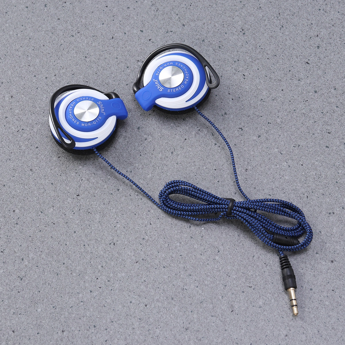 3.5mm Wired Headset Clip On Ear Headphones EarHook Earphone Stereo Headphones For Mp3 Player Computer (Blue)