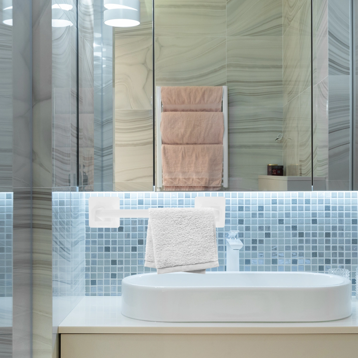 Bathroom Bath Towel Bar Wall Mounted Towel Storage Holder Dish Cloth Hanger