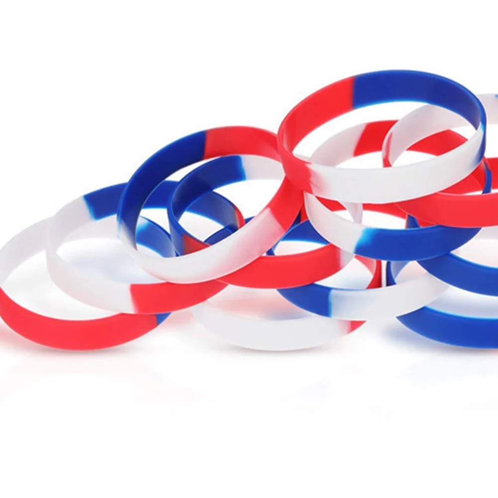 5pcs Independence Day Wristbands Silicone Chic Bracelets Hand Rings Party Favors Supplies for Men Women