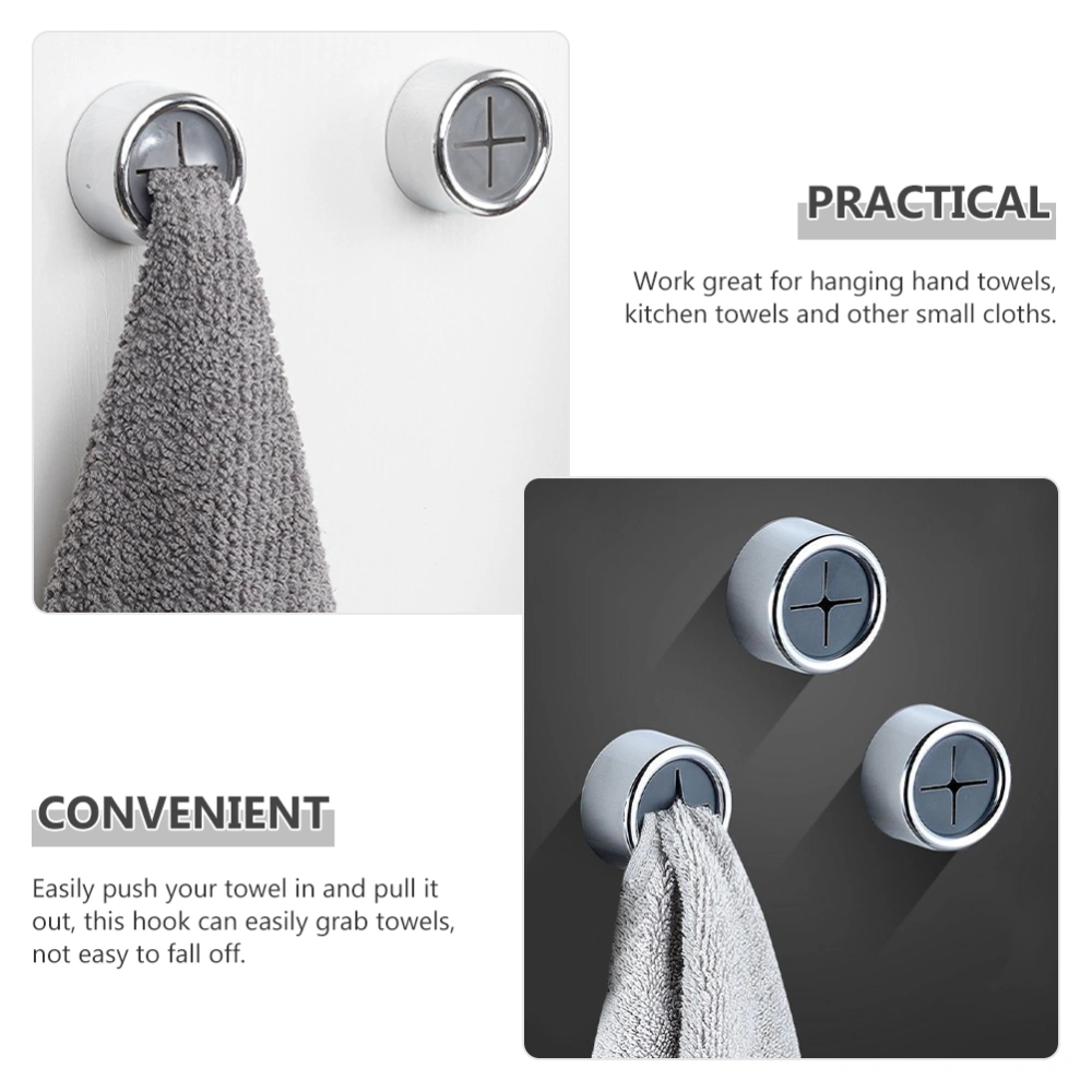 6Pcs Round Kitchen Towel Hooks Holder Wall Mount Hanger Shower Bathroom Towels Hooks