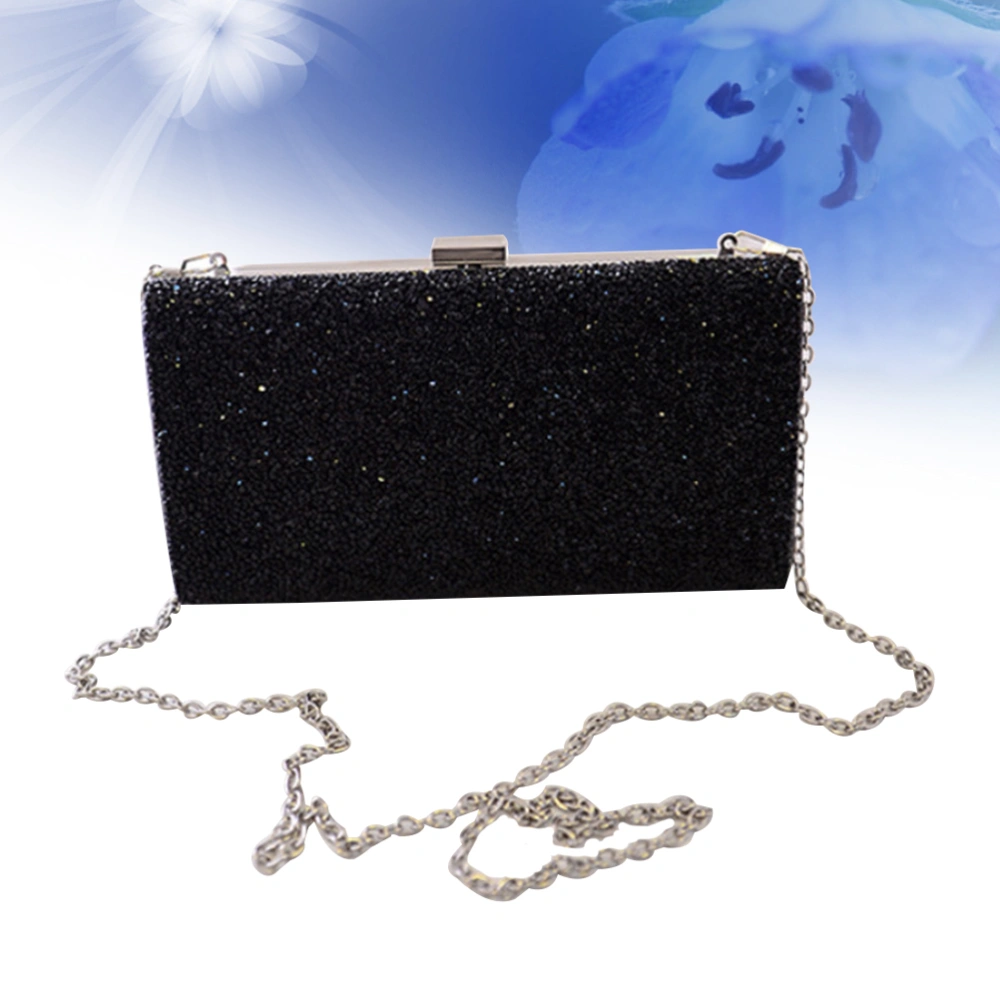 Women Evening Clutch Womens Dazzling Hard Case Flap Clutch Purses Handbag for Wedding Party (Black)