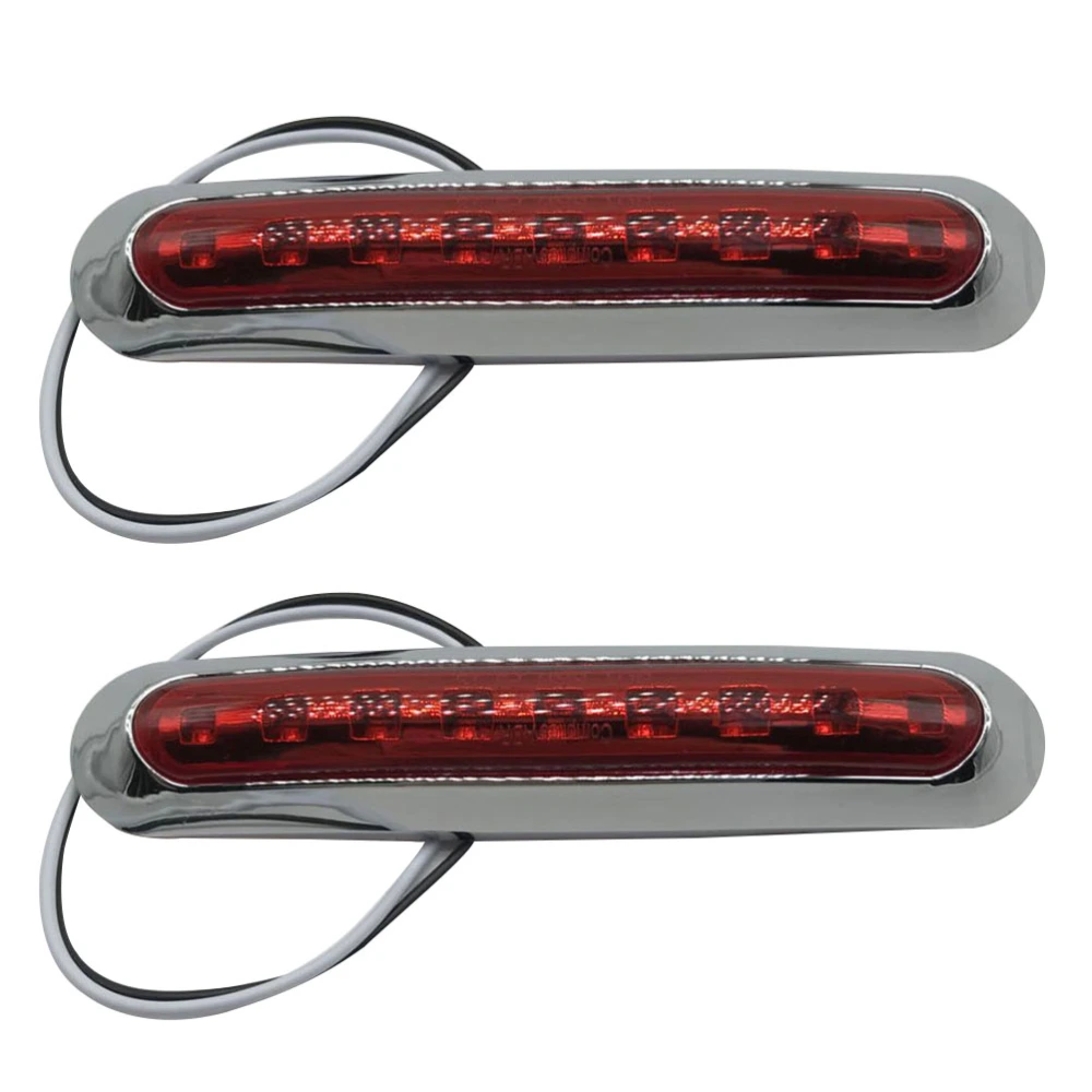 1 Pair 10-30V 9 LEDs Electroplate Side Marker Lights Waterproof Indicator Lamps for Truck Trailer Caravan (Red)