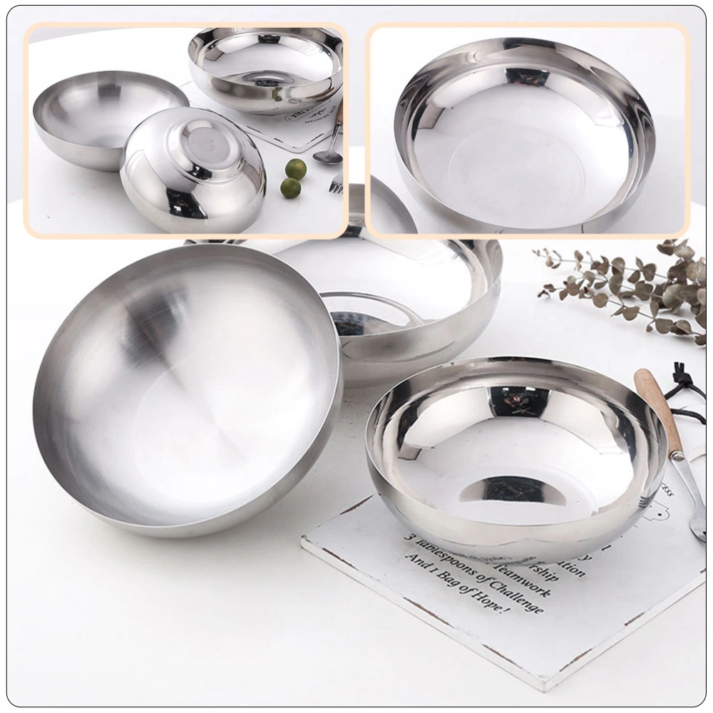 1pc Ramen Bowl Food Stainless Steel Bowls Instant Noodle Bowl Soup Bowl (Silver)