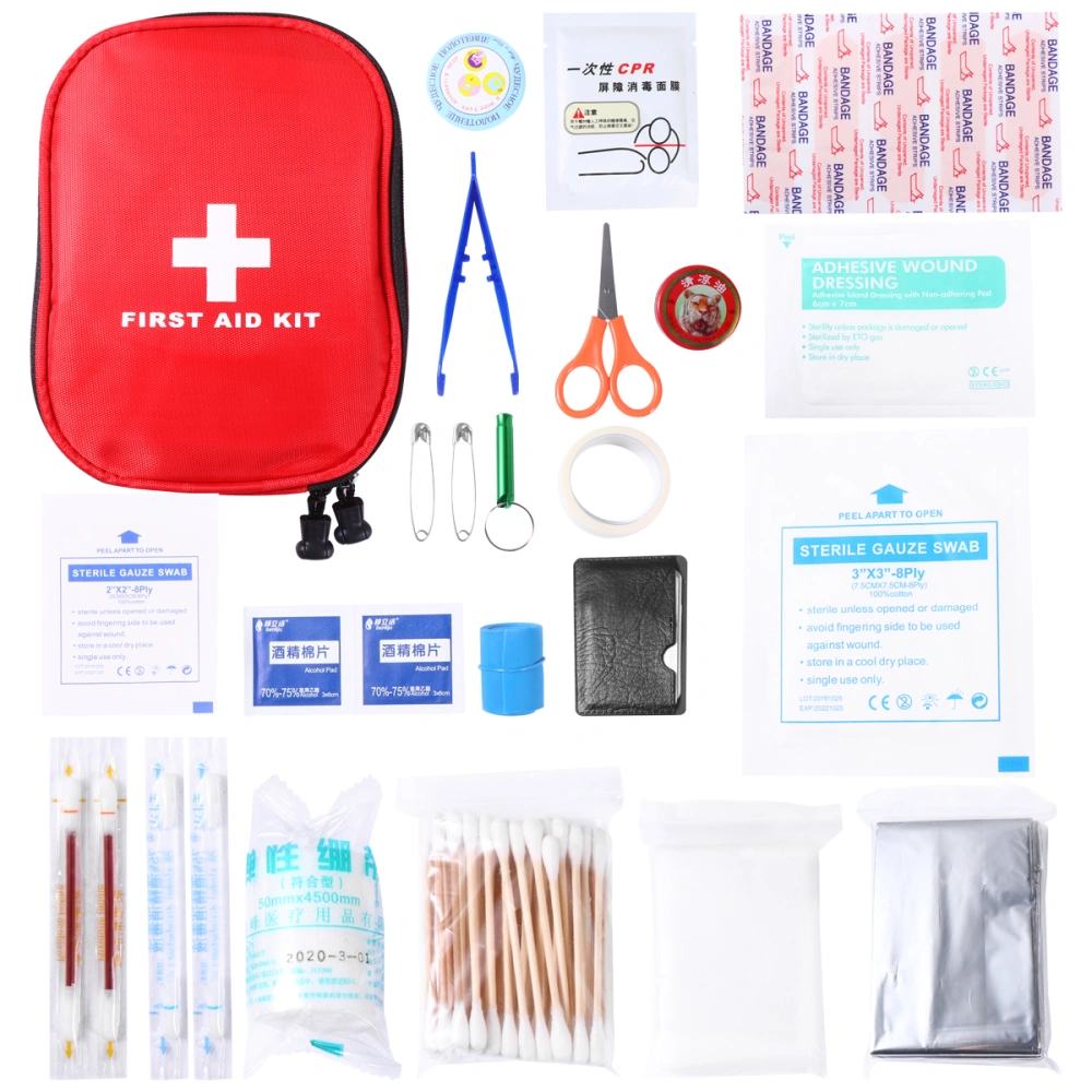 3 Sets Professional Assorted First Aid Kit Portable Survival Pack Emergency Kit Injury Care Supplies for Travel Office Home (Red, 26PCS/Set)