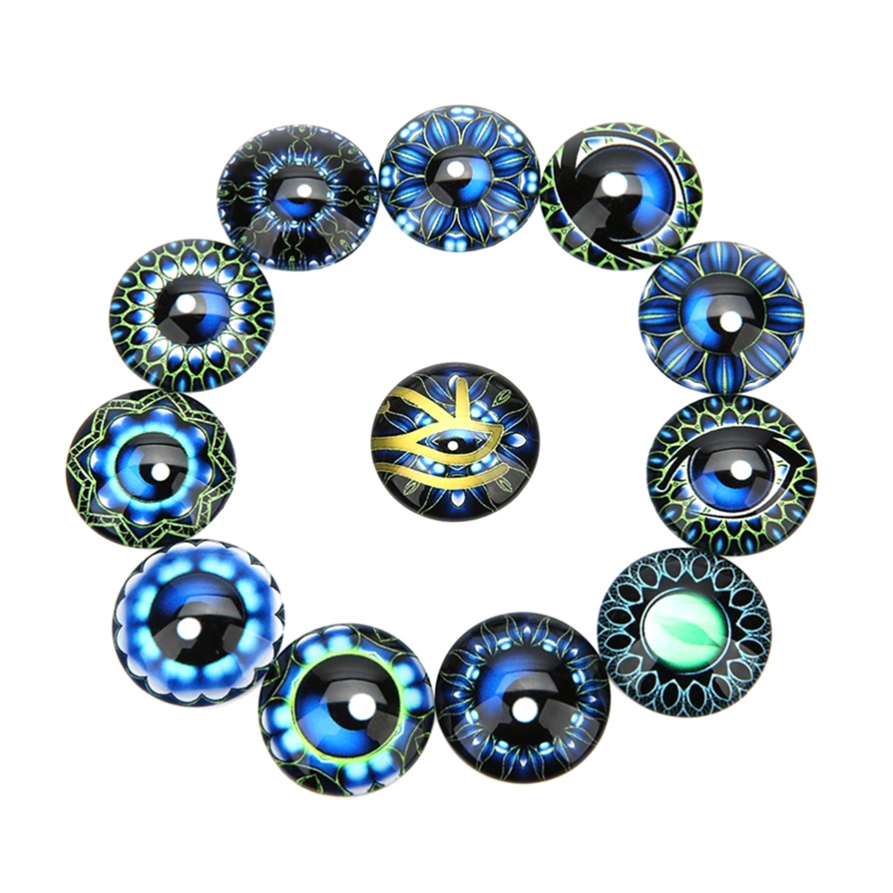 20PCS 12MM DIY Time Glass Patch Round Shape Pattern Eye Glass Interface Creative DIY Pattern Eye Glass Patches Delicate Pattern Eye Glass Patches for DIY Crafts Making (Blue)