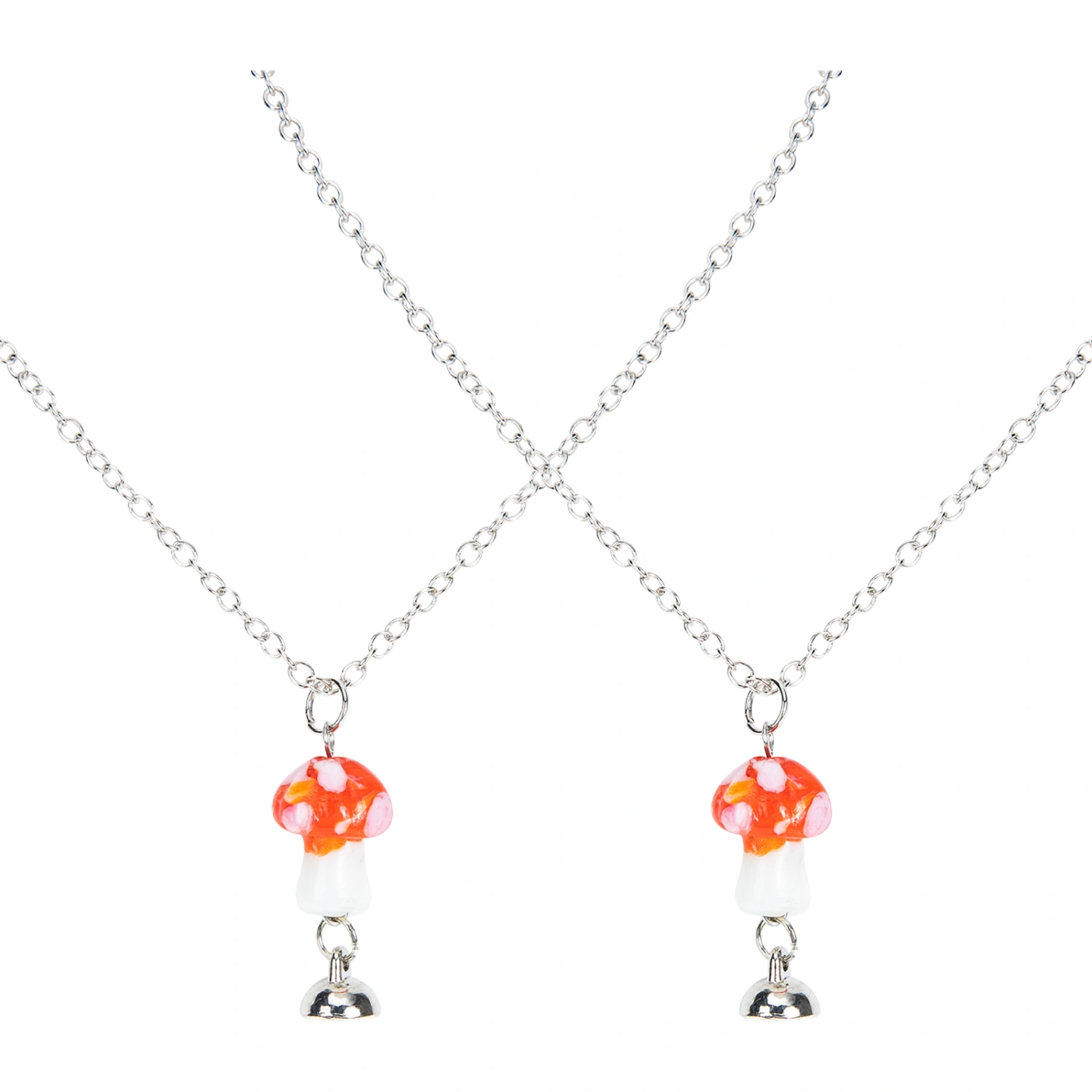 2pcs Couples Necklaces Magnetic Matching Necklaces Mushroom Sweater Necklaces