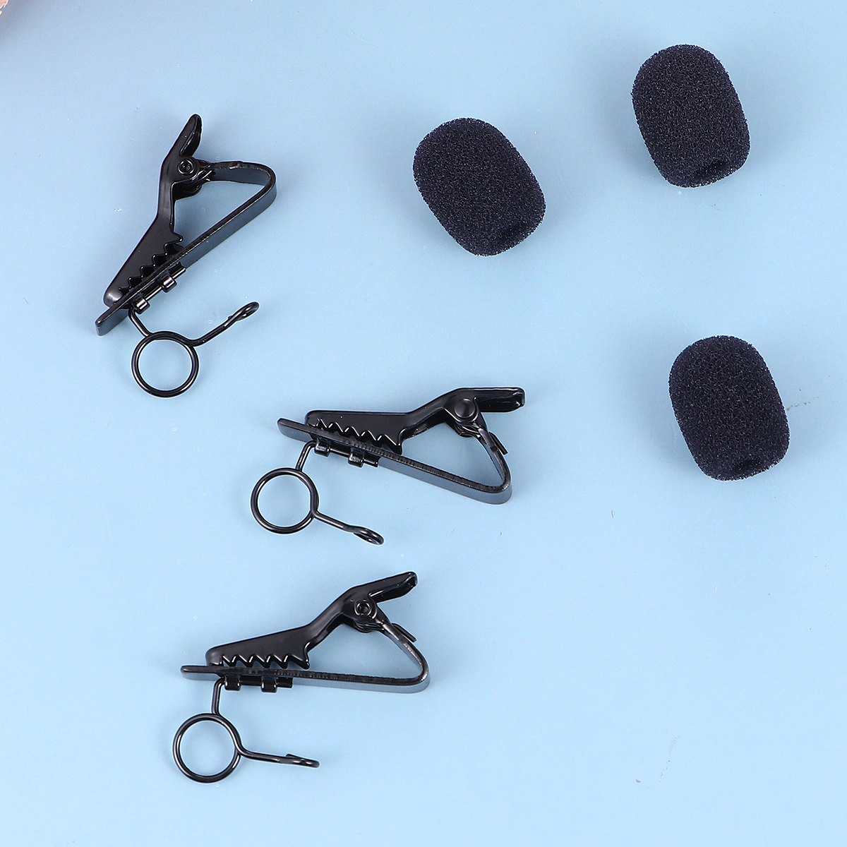 24Pcs Microphone Lapel Tie Clip Universal Mini Lapel Lavalier Microphone Mic Clip Iron Clip Black(12Pcs Clips + 12Pcs Sponge Covers)
