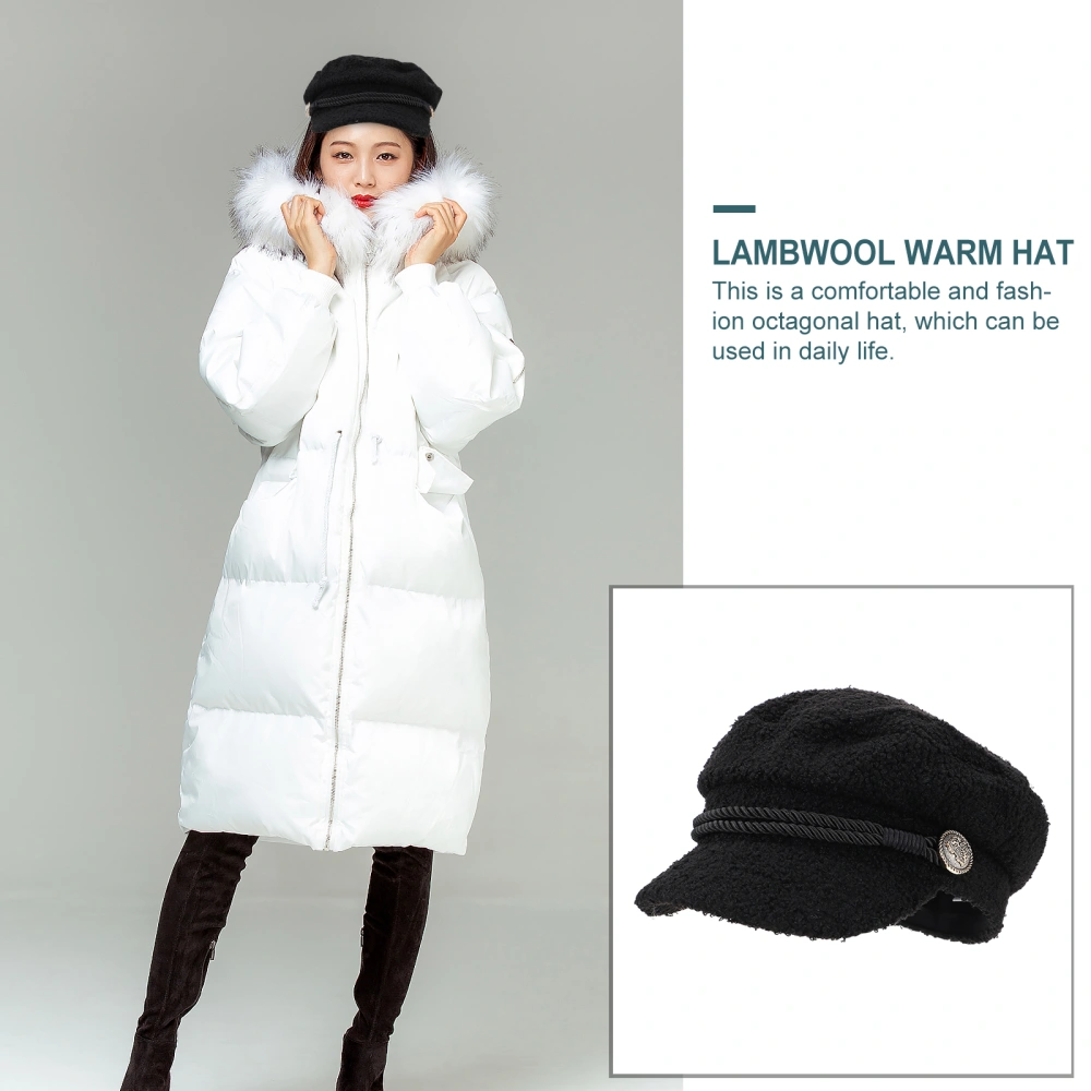 1 Pc Women Octagonal Hat Lambwool Warm Hat Useful Female Clothes Accessories