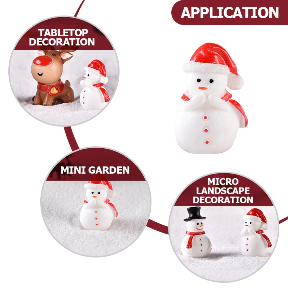 10pcs Mini Snowman Figurine Christmas Miniature Ornaments Micro Landscape Decor