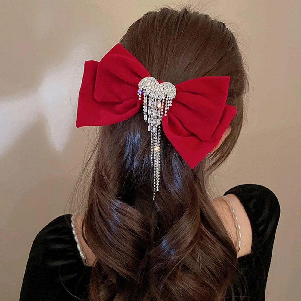 Hair Bow Rhinestone Tassel Bowknot Hair Clip Fashion Bow Barrette Hair Decor