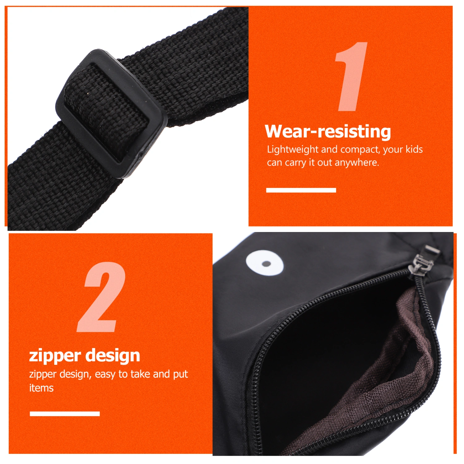 Kids Waist Bag Novelty Funny Small Eyes Fanny Pack Personality Leisure Belt Hip Bag (Black)