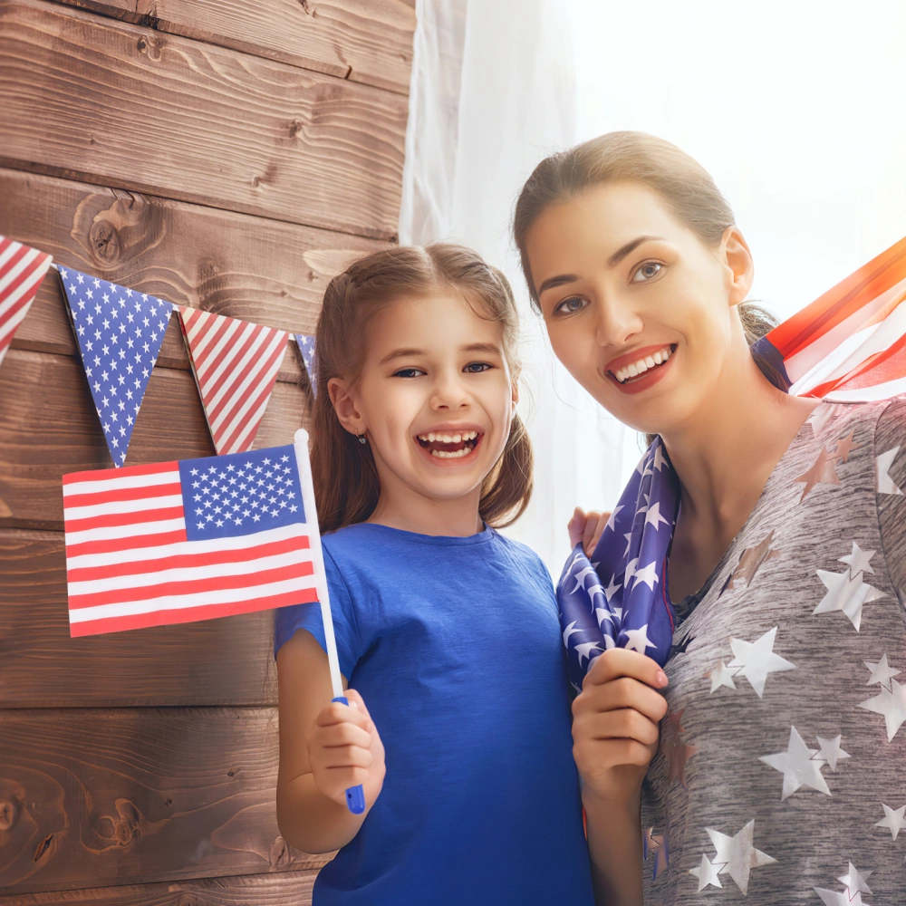 2pcs Glowing American Flags Handheld American Flags Patriotic Decor American Flags