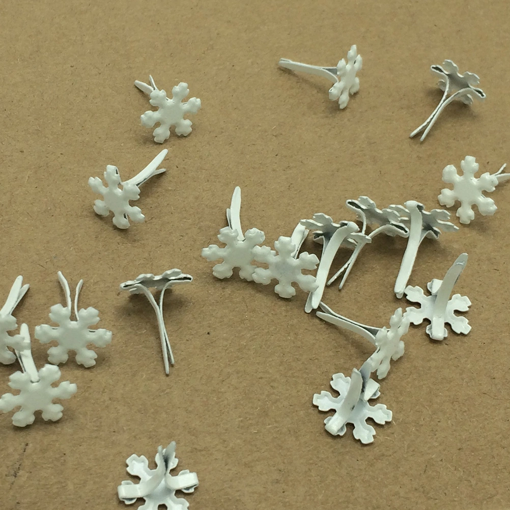 50 Pcs Snowflake Brads Scrapbooking Embellishment Fastener Brads Metal Crafts Chrismas Decoration (As Shown)