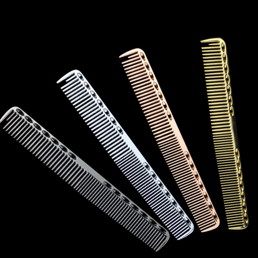 Stainless Steel Hair Comb Professional Hair Salon Hairdressing Comb Hair Cutting Comb Size L (Black S909)