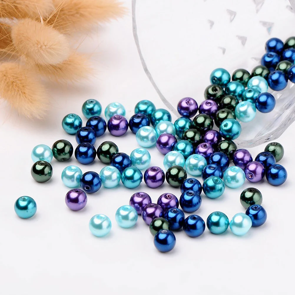 1 Pack of 6mm DIY Round Glass Beads Colorful Beads Cross Stitch Spacer Simulation Pearls Beads Accessories for DIY Costume Jewelry Making (Mixed Color, About 400 Pcs)