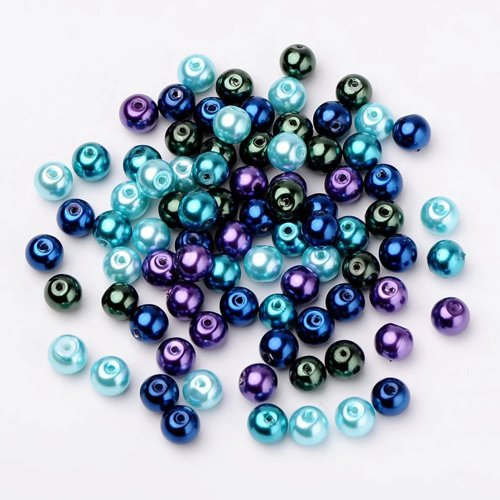 1 Pack of 6mm DIY Round Glass Beads Colorful Beads Cross Stitch Spacer Simulation Pearls Beads Accessories for DIY Costume Jewelry Making (Mixed Color, About 400 Pcs)