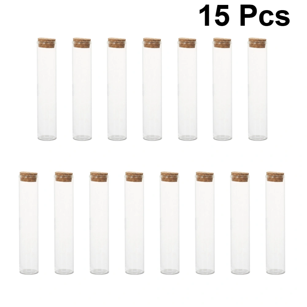 15pcs 80ml Transparent Glass Bottle Jar Tank Sealed Cans Food Flower Tea Dried Fruit Grains Storage Container with Cork (30 x 150mm)