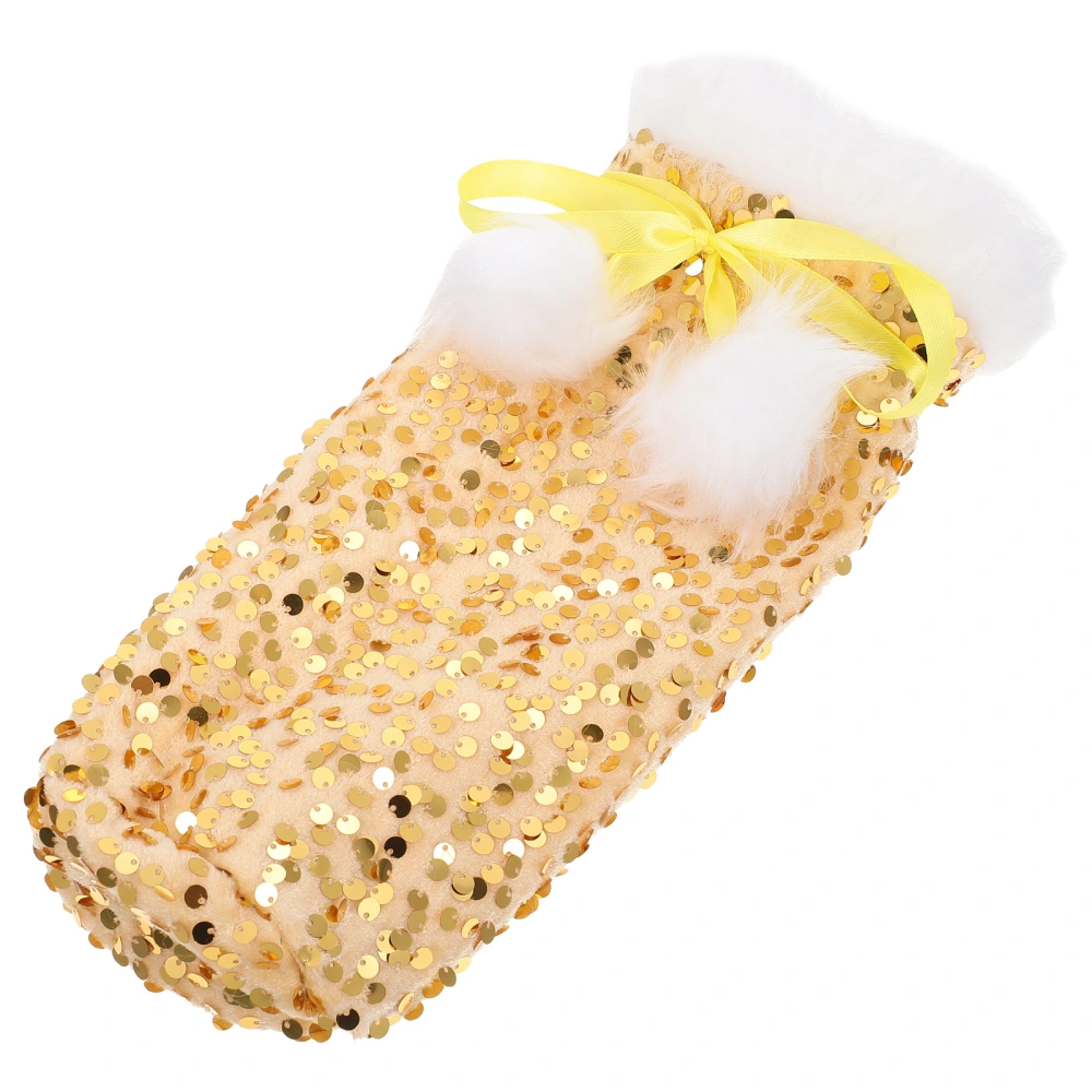 1pc Christmas Wine Bottle Cover Sequins Wine Bottle Storage Pouch Party Supply