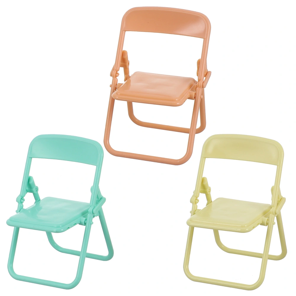 3pcs Mini House Decor Miniature Simulation Furniture Folding Chair Mini Model Toy