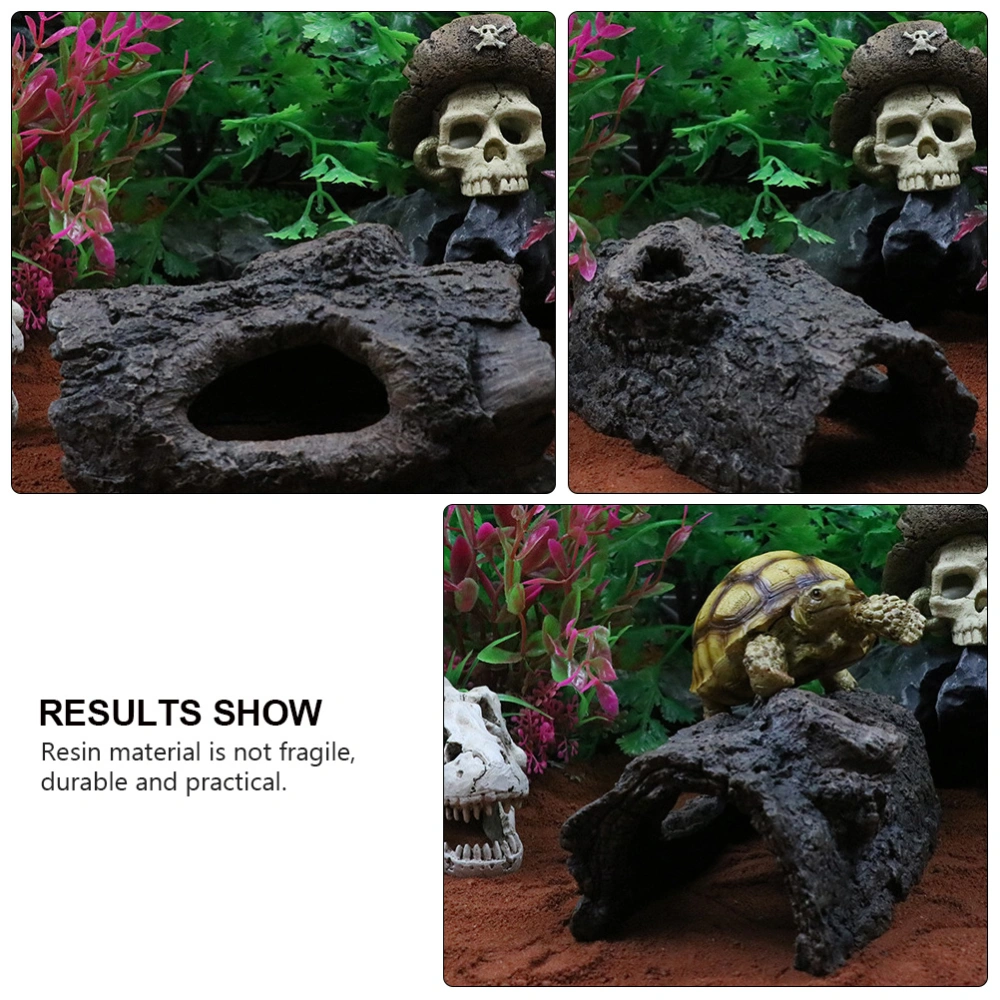 1Pc Aquarium Decoration Resin Simulation Tree Bark Hiding Cave for Fish Reptile