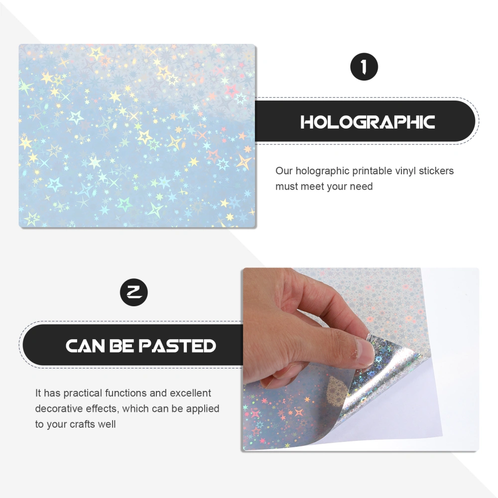 20 Sheets of Adhesive Craft Vinyls Glass Cup Decals Decorative Holographic Stickers