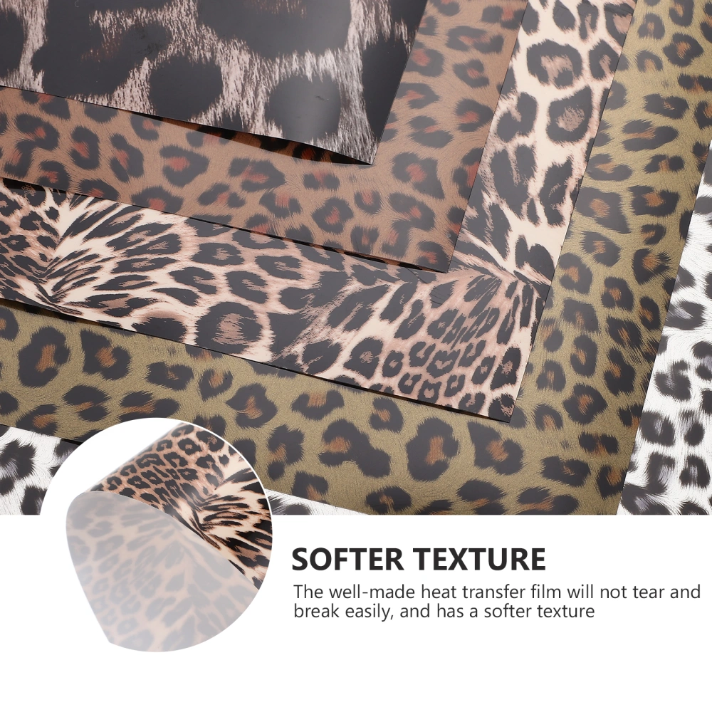 5pcs Leopard Heat Transfer Film Hot Stamping Vinyl Heat Transfer Lettering Film