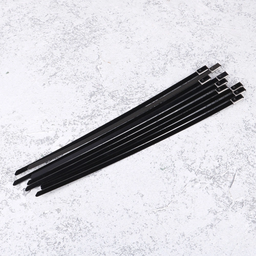 100Pcs 4.6x200mm Stainless Steel Ribbon Cable Ties Throat Cable Tie Black