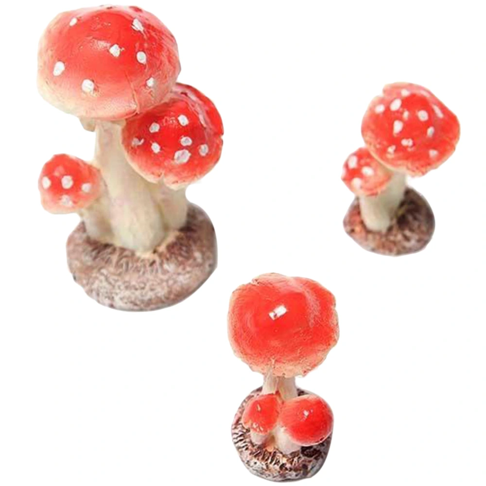 3 Head Red Mushroom Toadstool Miniature Fairy Garden Terrarium Figurine mini house Decor (2 x 1.5 x 3cm)