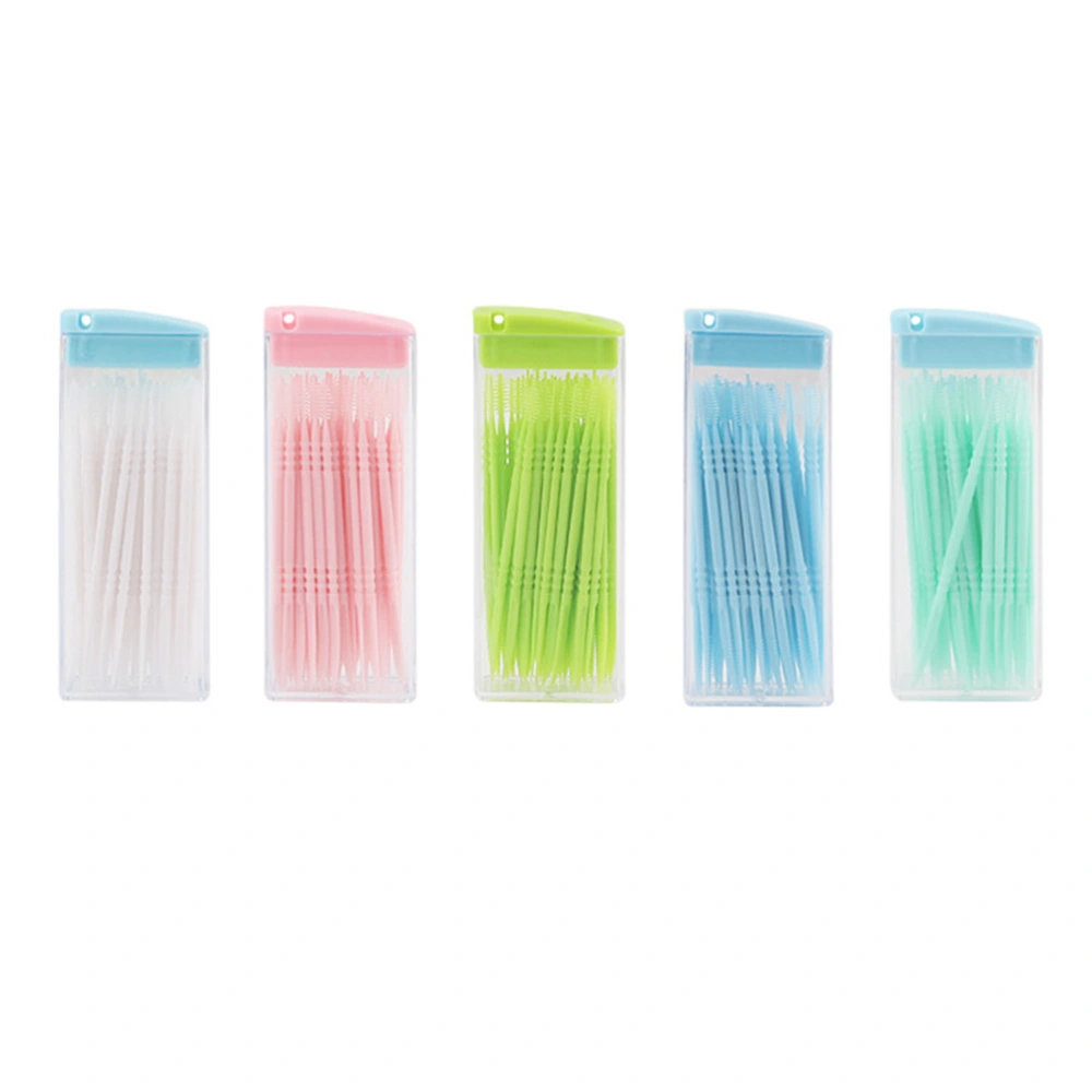 250pcs Eco-friendly Double Head Dental Plastic Toothpicks Brush Teeth Sticks Dental Oral Care Tooth Sticks (Mixed Color)