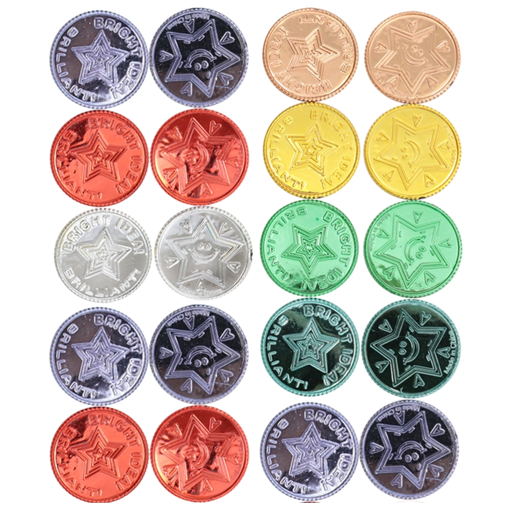 100pcs Pirates Treasure Gold Coins Colorful Game Coins Funny Playing Toys for Kids Children (Assorted Color)