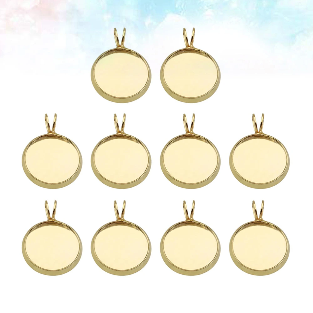 10PCS DIY Time Bezel Pendants Retro V-shaped Hanging Tray Pendants Creative DIY Round Shape Trays Pendant Multi-purpose Copper DIY Tray Pendants for DIY Crafts Jewelry Making Use (Golden 18MM)