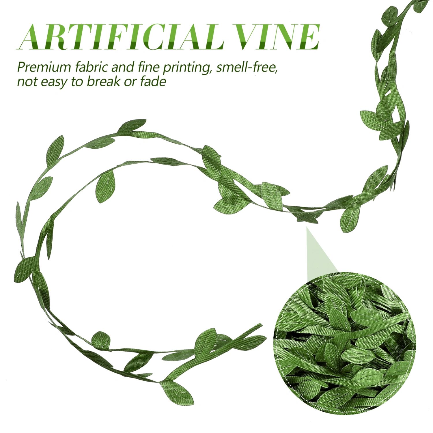 1 Roll Artificial Green Leaves Vines DIY Garland Crafts Leaves Ribbon Fake Green Leaf Vines (20 Yards)
