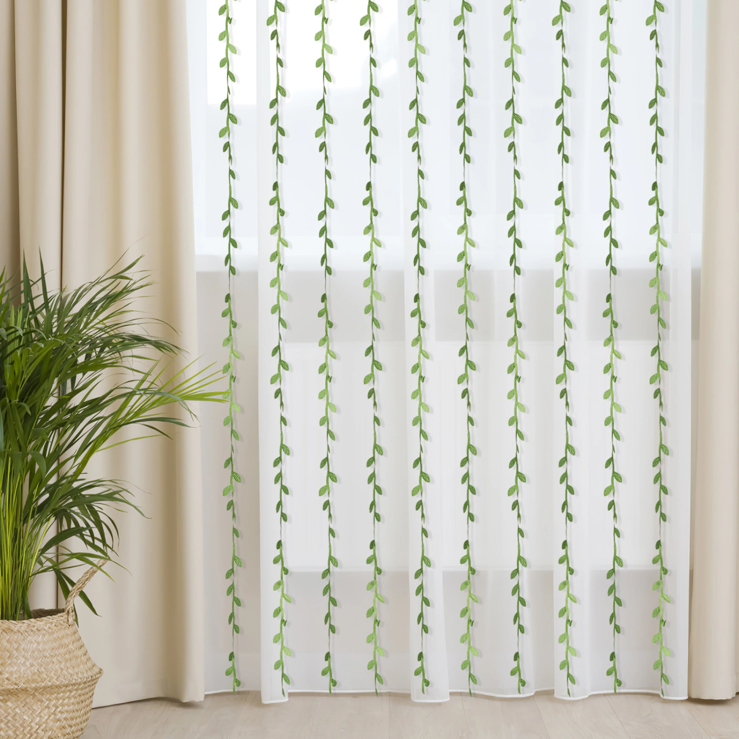 1 Roll Artificial Green Leaves Vines DIY Garland Crafts Leaves Ribbon Fake Green Leaf Vines (20 Yards)