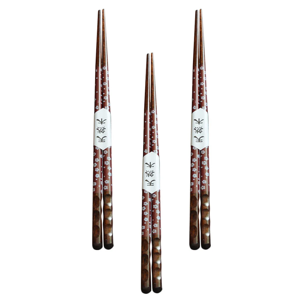 3 Pairs Japanese Style Chopsticks Household Wooden Chopsticks Reusable Chopsticks
