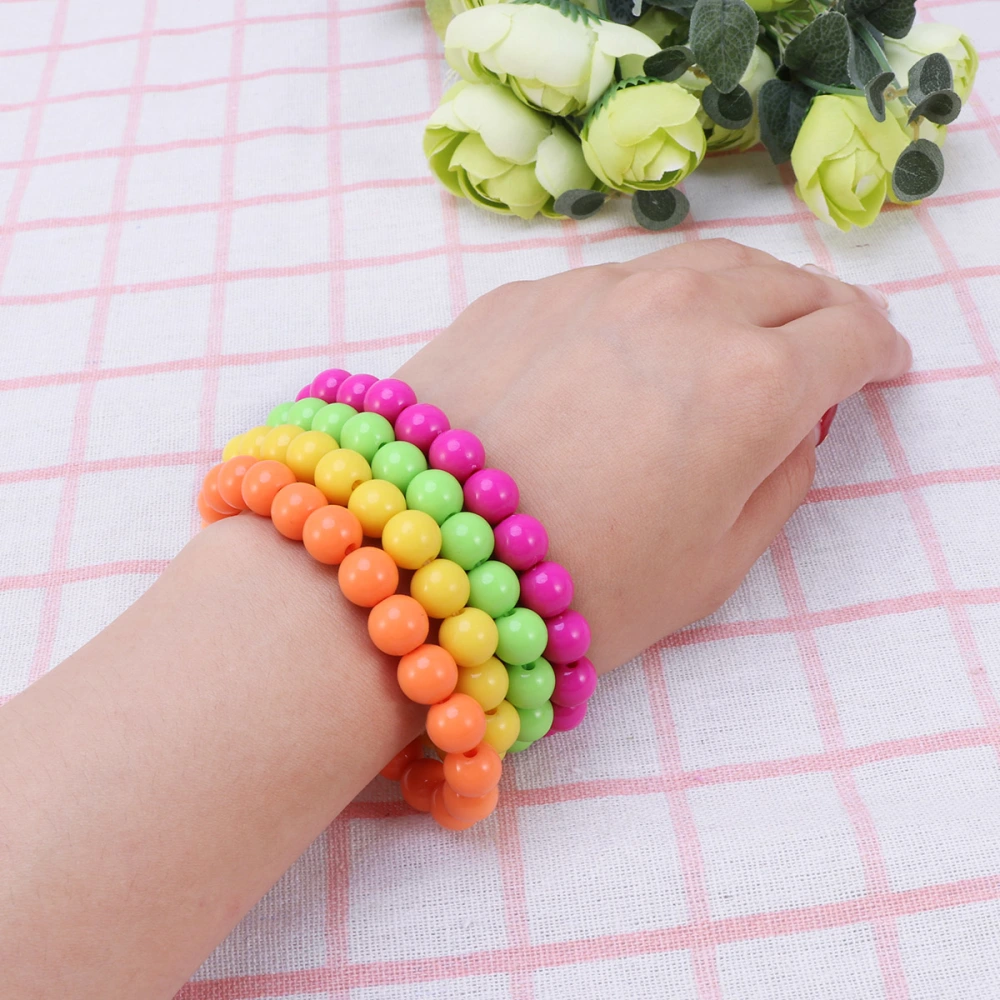 4pcs Neon Bead Bracelet Plastic Beaded Ball Chain Bracelet Party Dress Up Costume Accessories