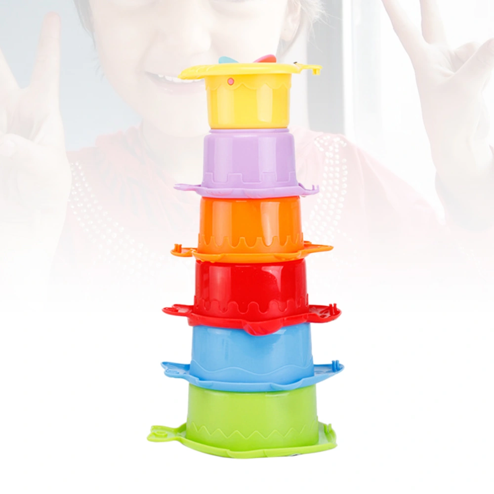 6PCS Colorful Stacking Cups Toy Early Educational Toy for Bathtub Game Beach and Pool Party